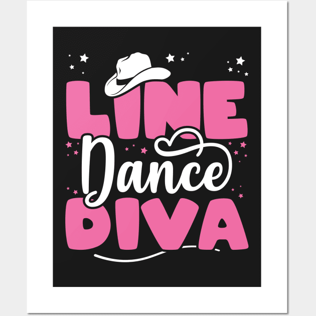 Line Dance Diva - Western Country Dancing design Wall Art by theodoros20